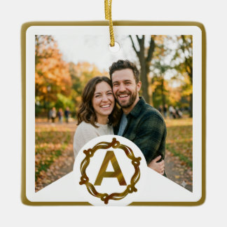 Personalized Artisan Monogram A | Wood Frame Julgransprydnad Keramik