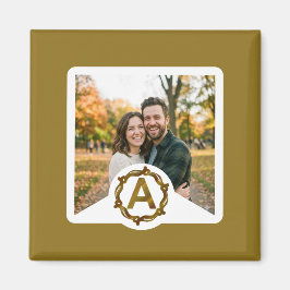Personalized Artisan Monogram A | Wood Frame Magnet