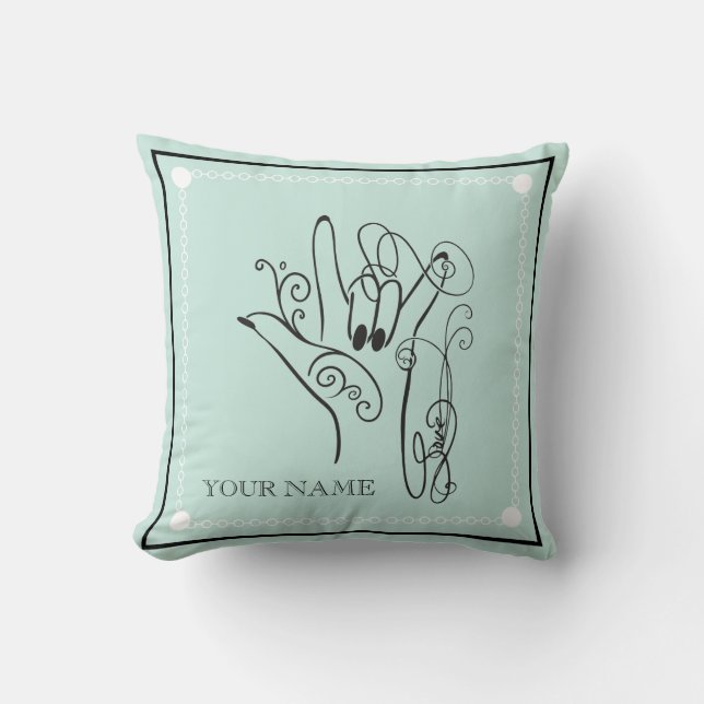 Personalized ASL Throw Pillow Kudde (Framsida)