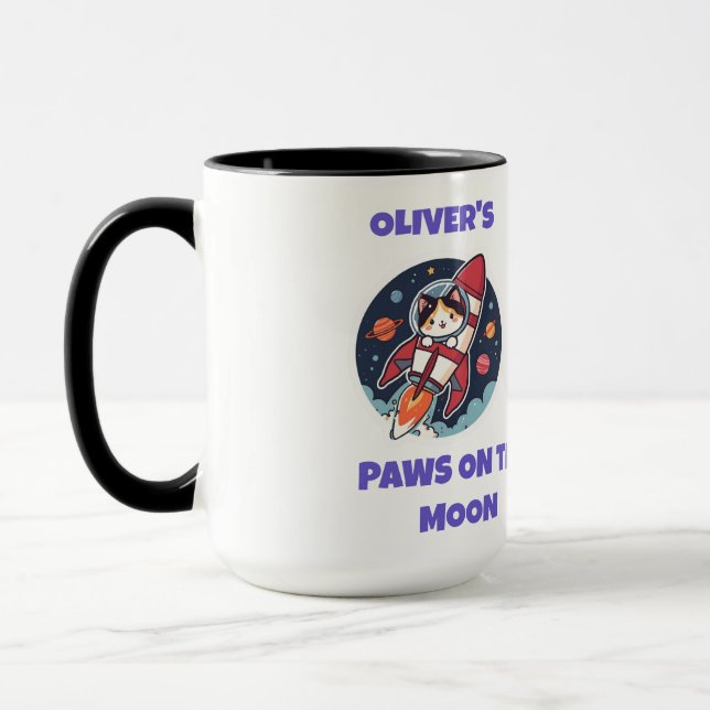 Personalized Astronaut Kitty Coffee & Cocoa Cup Mugg (Vänster)