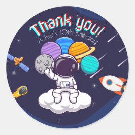 Personalized Astronaut Party Thank-You Runt Klistermärke