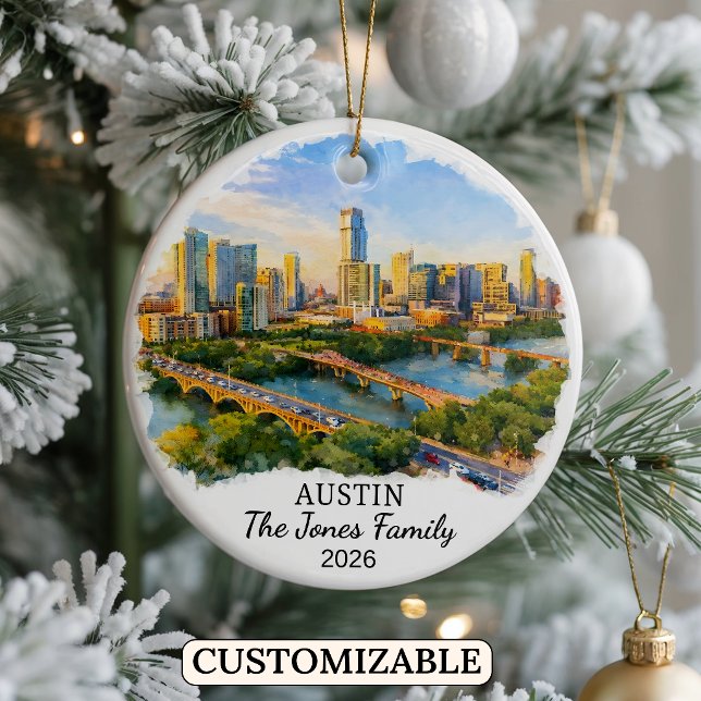 Personalized Austin Ornament, Custom Texas Julgransprydnad Keramik (Skapare uppladdad)