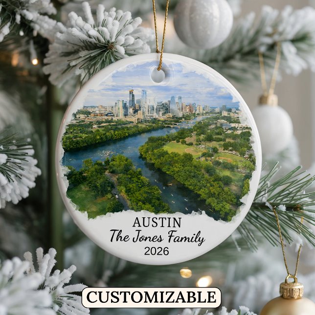 Personalized Austin Ornament, Custom Texas Julgransprydnad Keramik (Skapare uppladdad)