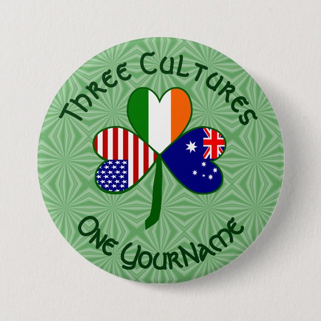 Personalized Australia Ireland USA Shamrock Knapp (Framsida)