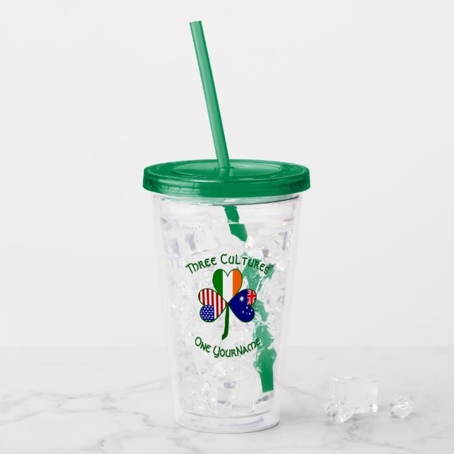 Personalized Australia Ireland USA Shamrock Take Away Mugg (Framsida Ice)