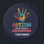 Personalized Autism Awareness Educate Advocate Magnet<br><div class="desc">Colorful puzzle hand with a love heart in the middle for your Autism Awareness campaigns. This design has colors all over making it bold, vibrant, and fun. The saying on it delivers a powerful message "Autism Awareness Educate, Love, Support, Advocate". Add your team name by clicking the "Personalize" button above...</div>