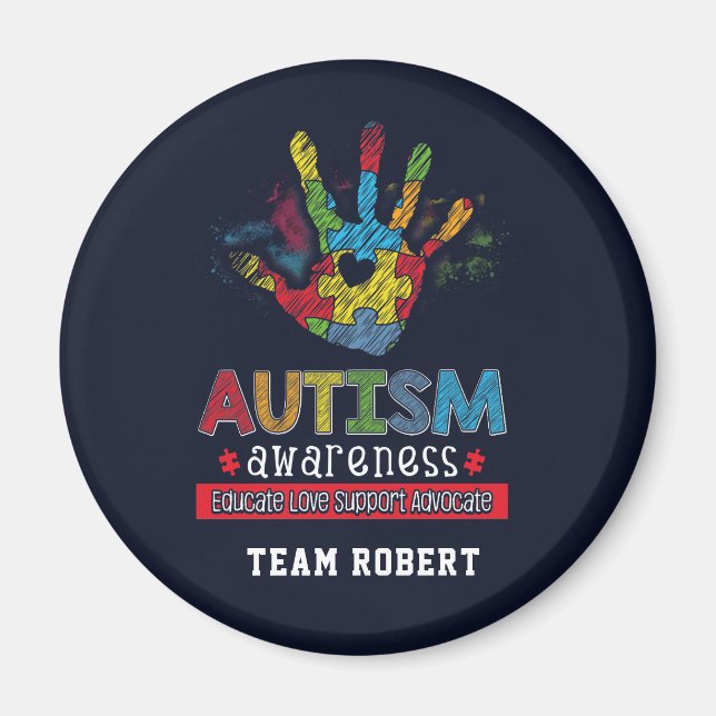 Personalized Autism Awareness Educate Advocate Magnet (Framsidan)