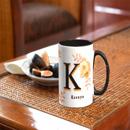 Personalized Autumn Floral Mug - Custom Name & Ini Mugg