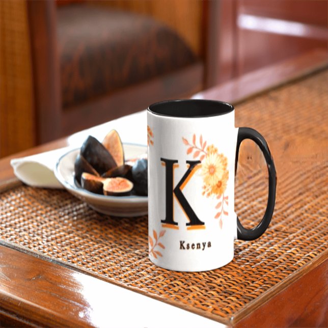 Personalized Autumn Floral Mug - Custom Name & Ini Mugg (Skapare uppladdad)