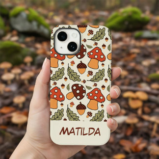 Personalized Autumn Mushroom & Acorn Phone Case