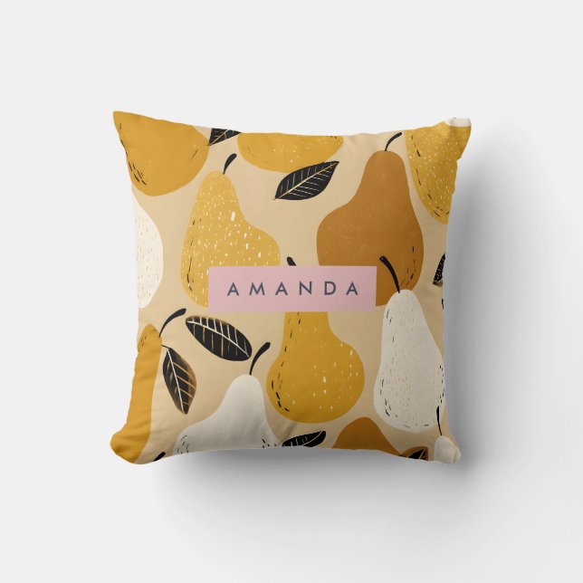 Personalized Autumn Pear Fruit Design Kudde (Framsida)
