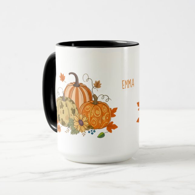 Personalized Autumn Pumpkin Patch Custom Name Mug Mugg (Framsida vänster)