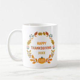 Personalized Autumn Pumpkin Wreath Thanksgiving Kaffemugg