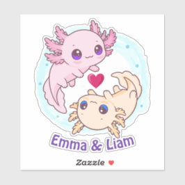 Personalized Axolotl Couple Valentine Sticker Klistermärken
