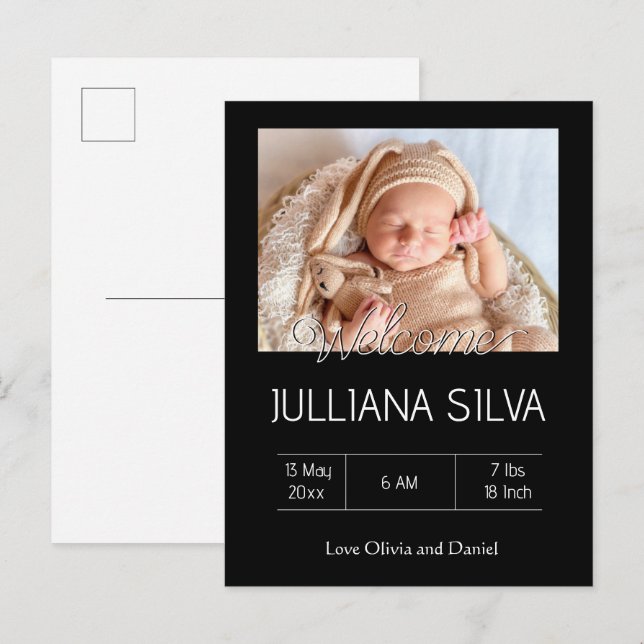 personalized baby Birth announcements  Vykort (Fram/baksida)
