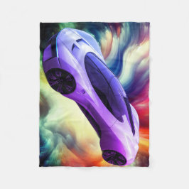 Personalized Baby Blanket With a Purple Car on It Fleecefilt