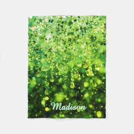 Personalized Baby Blanket With Green Faux Sparkle  Fleecefilt