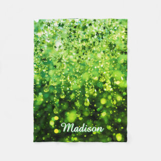 Personalized Baby Blanket With Green Faux Sparkle  Fleecefilt