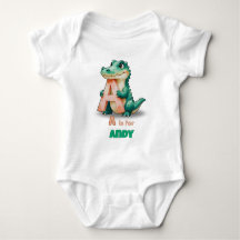Personalized Baby Bodysuit – A is for Alligator