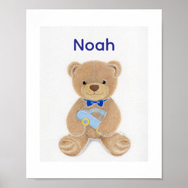 Personalized Baby Boy Name Teddy Bear Nursery  Poster