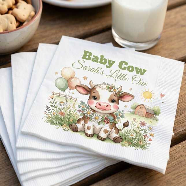 Personalized Baby Cow Baby Shower Invitation Sign Pappersservett (Skapare uppladdad)