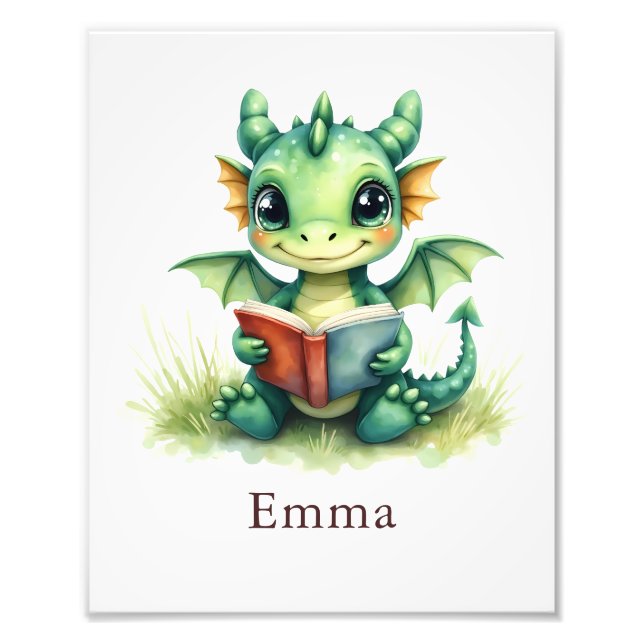 Personalized Baby Dragon Art Print Custom Nursery  Fototryck (Framsidan)