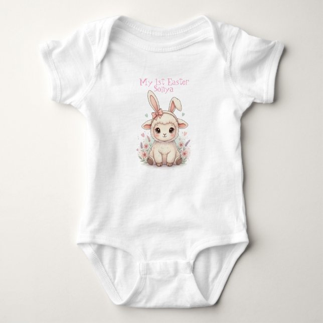 Personalized Baby First Easter Lamb T Shirt (Framsida)