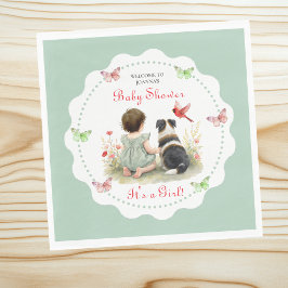 Personalized Baby Girl and her Puppy Baby Shower  Pappersservett