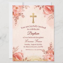 Personalized Baby Girl Baptism Invitation Inbjudningar