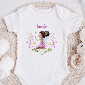 Personalized Baby Girl Bodysuit With A Fairy T Shirt
