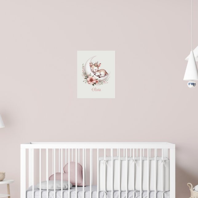 Personalized Baby Girl Deer  Poster (Barnkammare 2)