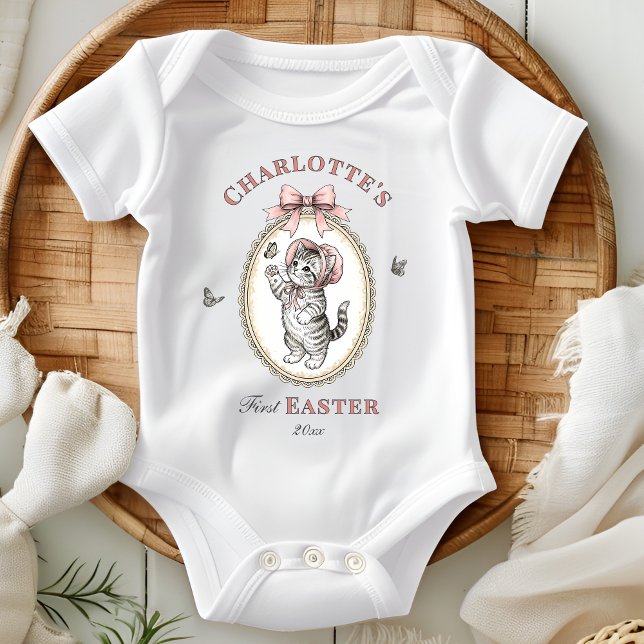 Personalized Baby Girl First Easter T Shirt (Personalized Baby Girl First Easter Baby Bodysuit)