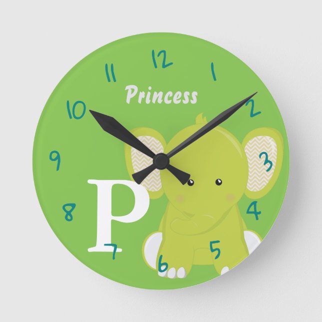 Personalized Baby Green Round Clock Rund Klocka (Framsida)