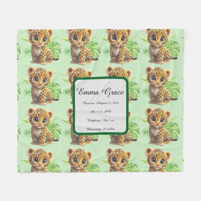 Personalized Baby Leopard Jungle Fleece Blanket (Framsidan (Horisontell))