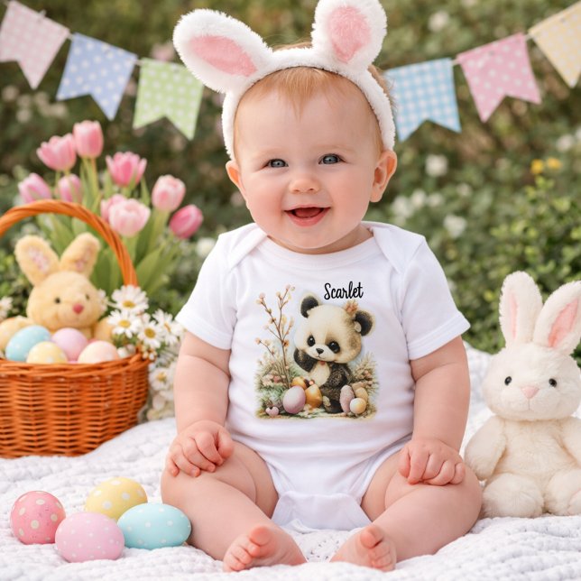 Personalized Baby Panda Easter Illustration  T Shirt (Skapare uppladdad)
