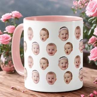 Personalized Baby Photo Coffee Mug, 3 Faces Mugg