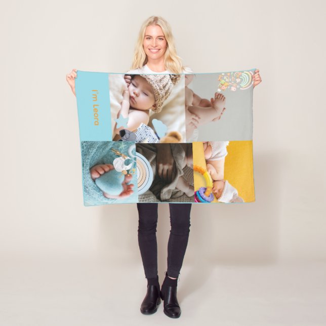Personalized Baby Photo & Name Fleece Blanket (På plats)
