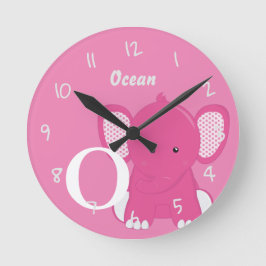 Personalized Baby Pink Round Clock Rund Klocka