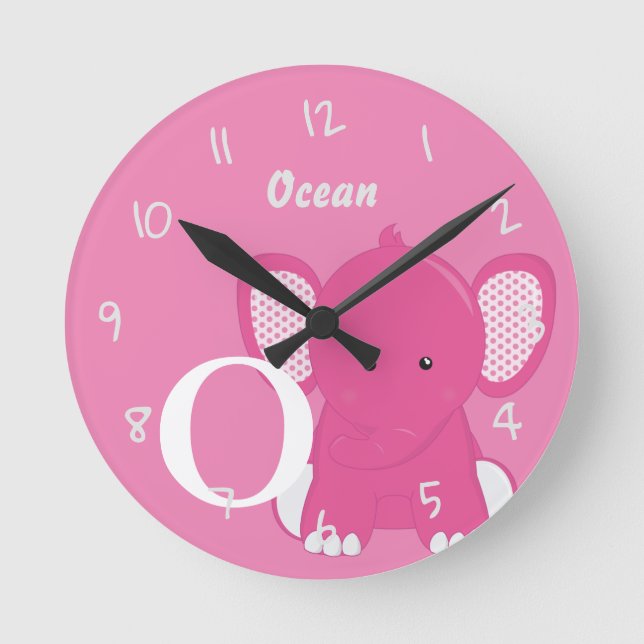 Personalized Baby Pink Round Clock Rund Klocka (Framsida)