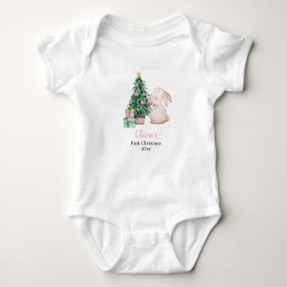 Personalized Baby’s First Christmas rabbit theme T Shirt