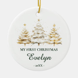 Personalized Baby’s First Christmas, White Julgransprydnad Keramik
