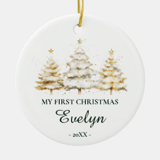 Personalized Baby’s First Christmas, White Julgransprydnad Keramik