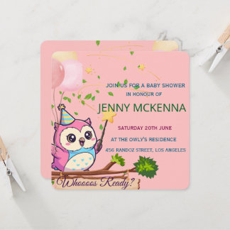 Personalized Baby Shower Invitation, Owl Design Inbjudningar