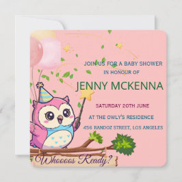 Personalized Baby Shower Invitation, Owl Design Inbjudningar
