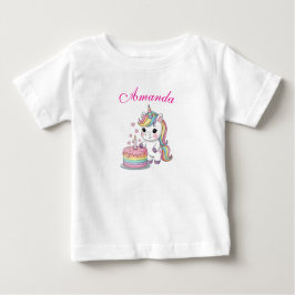 Personalized Baby Unicorn Birthday Cake T-Shirt