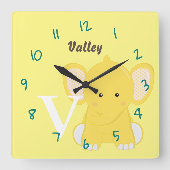 Personalized Baby Yellow  Fyrkantig Klocka (Framsida)