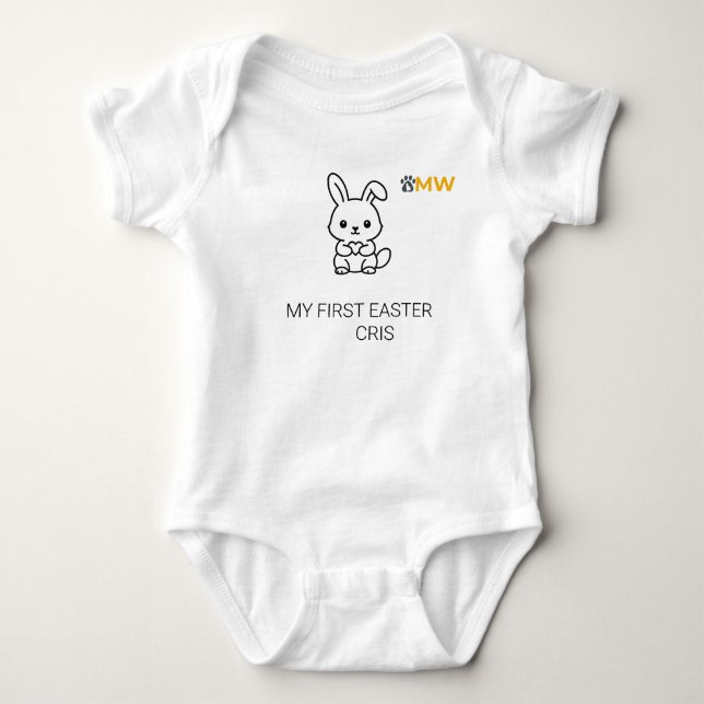 Personalized Baby's First Easter Bunny Bodysuit -  T Shirt (Framsida)