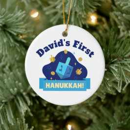 Personalized “Baby's First Hanukkah” with Dreidel Julgransprydnad Keramik