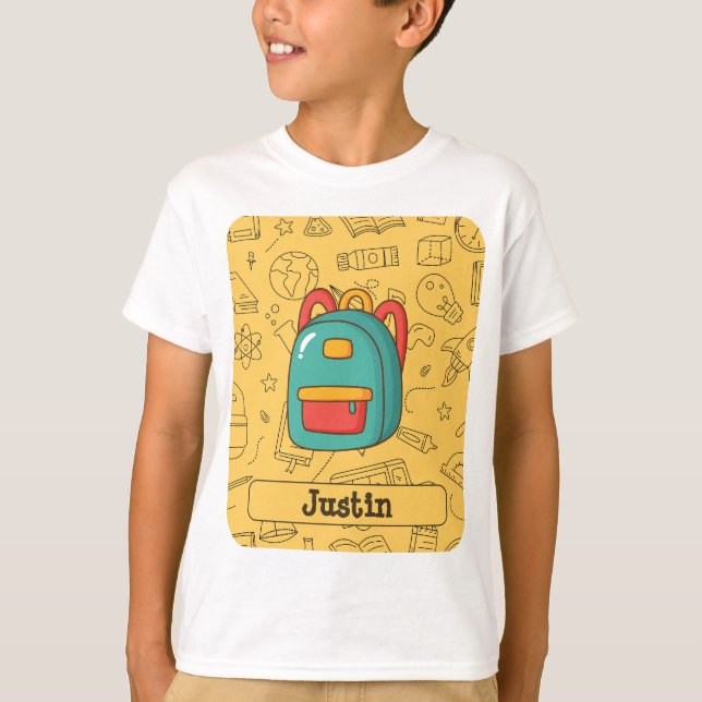 Personalized Back to School Backpack & Doodles T Shirt (Framsida)
