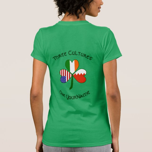 Personalized Bahrain Ireland USA Shamrock Women's T Shirt (Baksida)